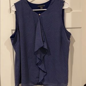 Blue/white polka dot top